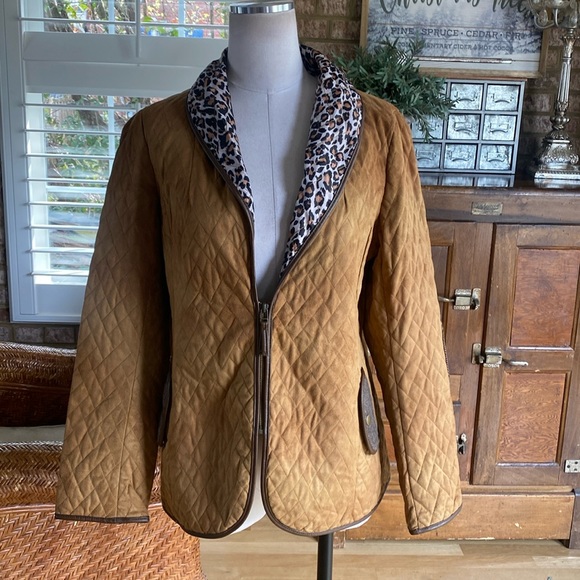 TASHA POLIZZI LUXURY QUILTED BARN JACKET LARGE EXCELLENT NO FUR ELBOW PATCHES - Picture 1 of 10